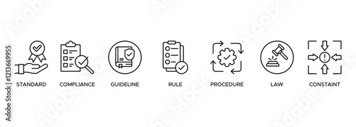 Banner Regulation Compliance Rules Law Standard illustration concept standard, compliance, guideline, rule, procedure and law