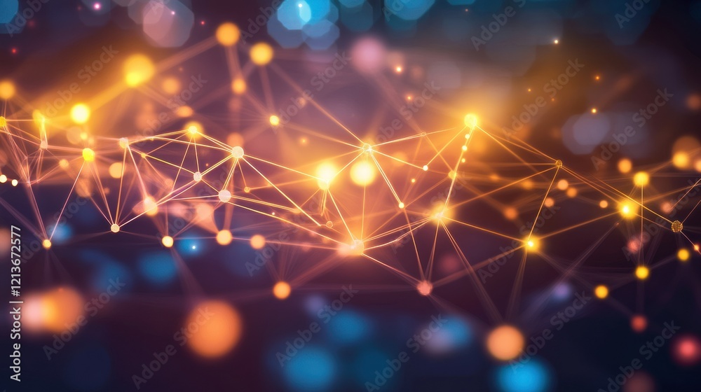 Obraz premium A minimalist tech background with glowing circuit lines, interconnected nodes, and abstract data patterns on a dark gradient backdrop