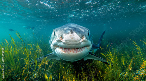 Majestic Great White Shark Underwater: A Stunning Ocean Predator photo