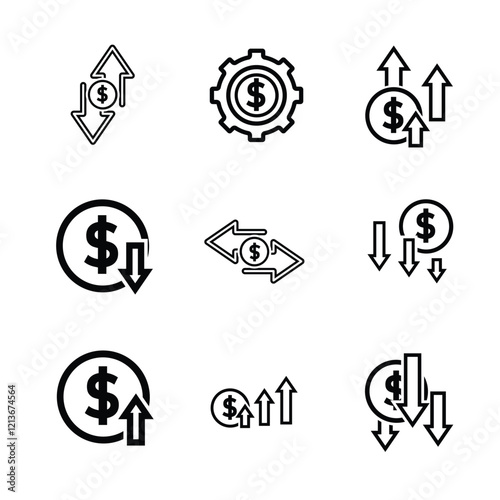 coin icon vector coin dollar. money management vector, business and finance icon, indicating continuous movement. outline design style