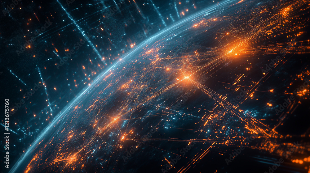 Fototapeta premium Digital Network Connectivity Wallpaper: an intricate web of interconnected nodes,illustration,created