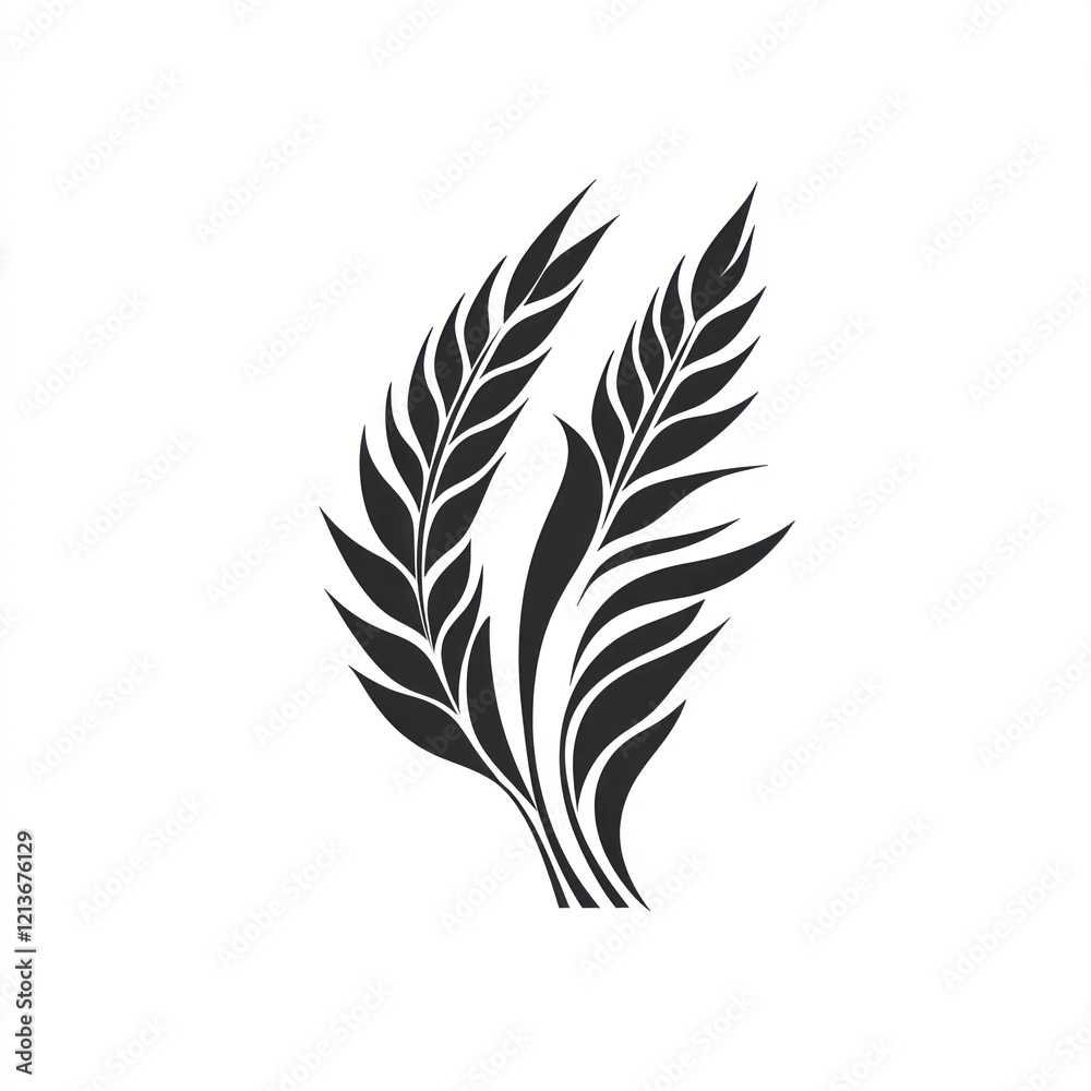 Wheat ears graphic design, abstract, artistic, white background, possible use in agriculture, food, or nature Wheat ears graphic design, abstract, artistic, white background, possible use in agriculture, food, or nature