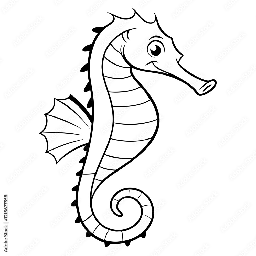 Fototapeta premium Simple seahorse clipart with white background.