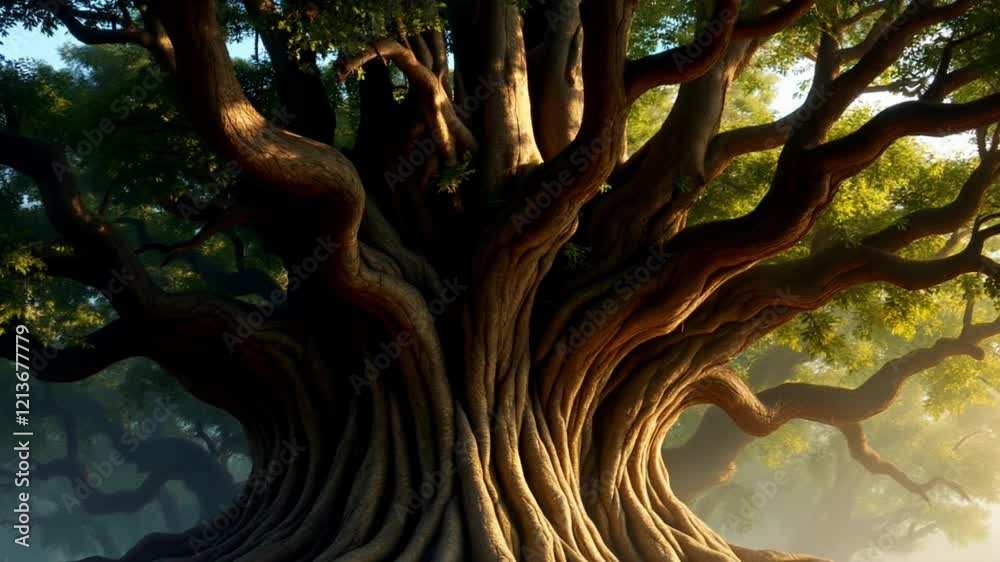 Majestic Ancient Tree Nature Scene Stunning Roots and Branches
