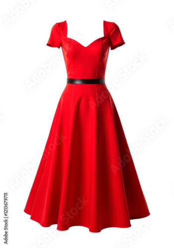 Women's red evening dress on white background