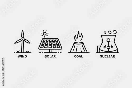 Illustrative Icons Depict Various Energy Sources photo