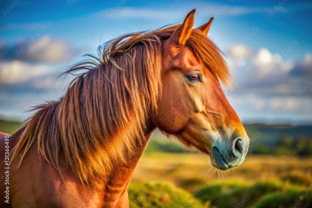 Obraz premium Gotland Horse, Brown Horse Portrait, Swedish Horse, Island Horse, Equine Photography, Beautiful Horse, Animal Photography, Sweden Nature