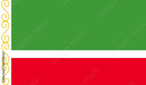 High detailed flag of Chechen Republic. National Chechen Republic flag. 3D illustration.