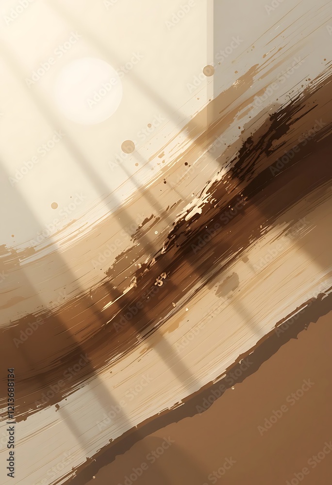 Obraz premium Abstract Beige and Brown Brushstrokes With Sunlight Shadows