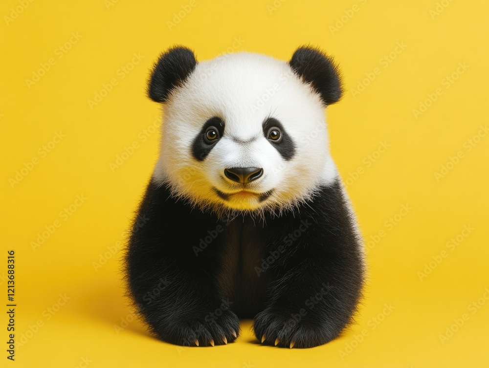 Black Panda Bear on Yellow Surface Black Panda Bear on Yellow Surface