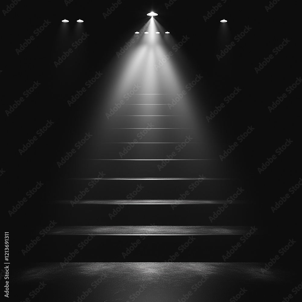 Obraz premium Black and white fashion runway with spotlight lighting
