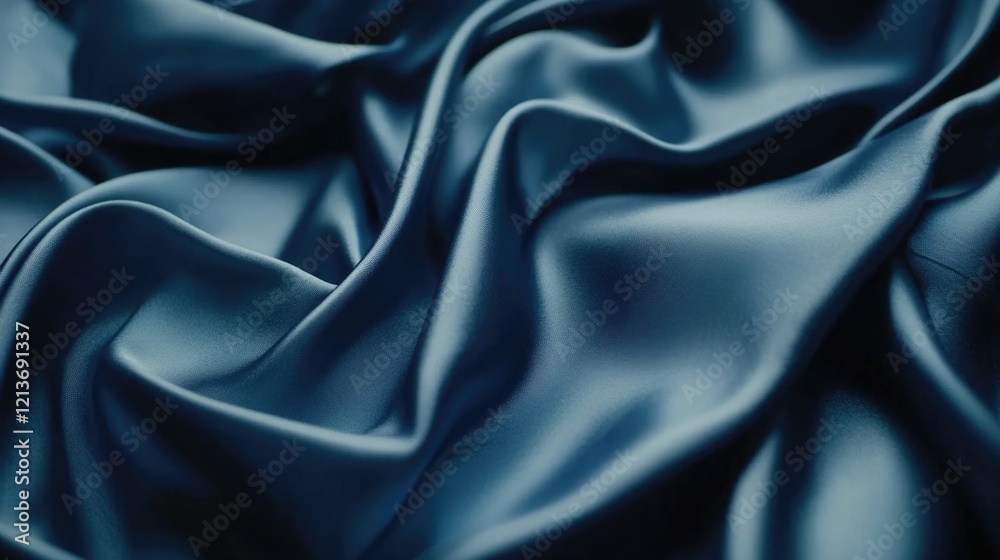 Blue Satin Fabric Close Up Blue Satin Fabric Close Up