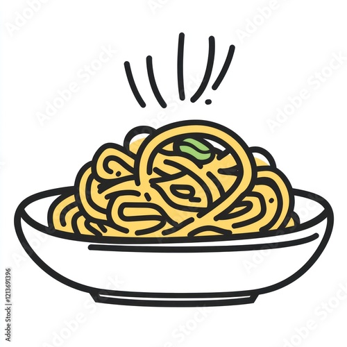 Hand-drawn pasta dish in a bowl photo