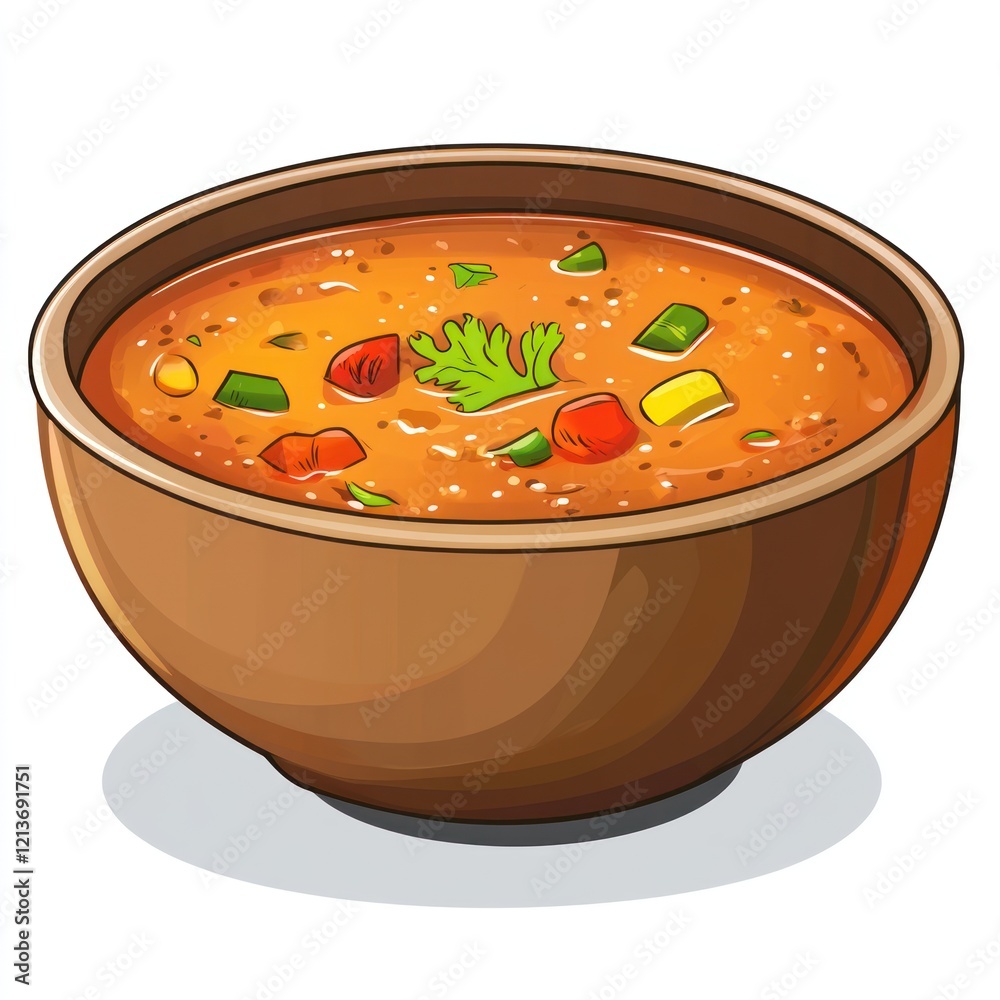 Cartoon bowl of vegetable soup Cartoon bowl of vegetable soup