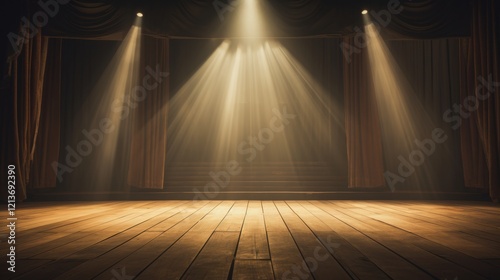 Wallpaper Mural empty stage with spotlights and wooden floor Torontodigital.ca