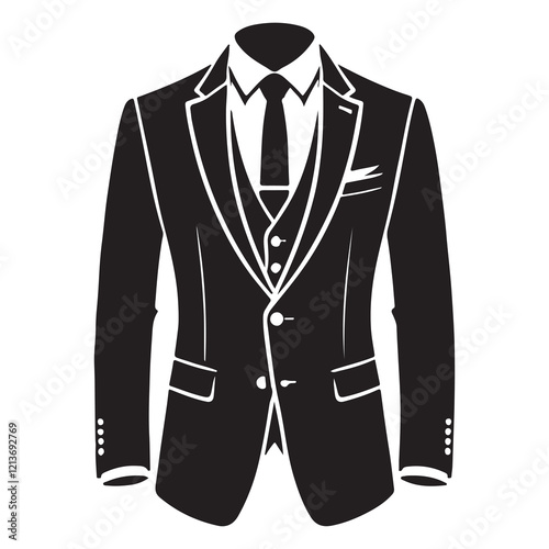 black suit jacket with tie, formal wear clip art preview