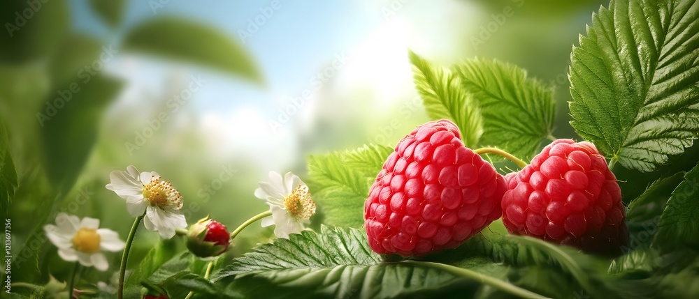 Bountiful raspberry harvest lush green landscape nature photography vibrant environment close-up view visual delight Bountiful raspberry harvest lush green landscape nature photography vibrant environment close-up view visual delight