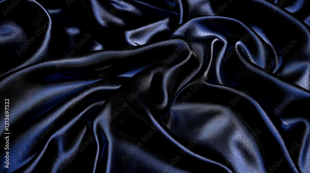 Obraz premium Midnight Blue Silk Fabric: Elegant Texture and Luxurious Drape