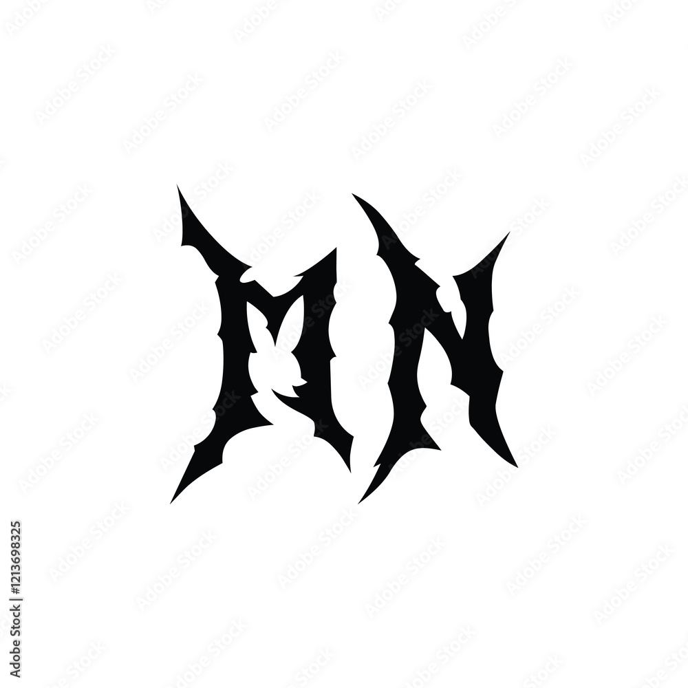 Fototapeta premium MN monogram logo design letter text name symbol monochrome logotype alphabet character simple logo