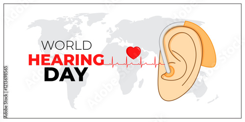 Vector illustration of World Hearing Day social media template