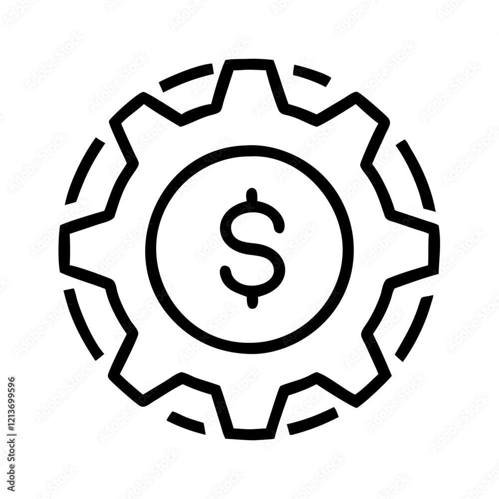 Financial gear icon with dollar sign, simple vector Financial gear icon with dollar sign, simple vector