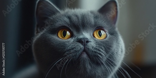 Close-up of cat with yellow eyes photo