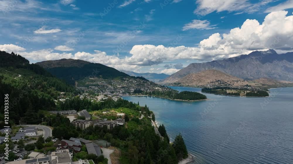 left to right pan of Queenstown CBD from a distance left to right pan of Queenstown CBD from a distance