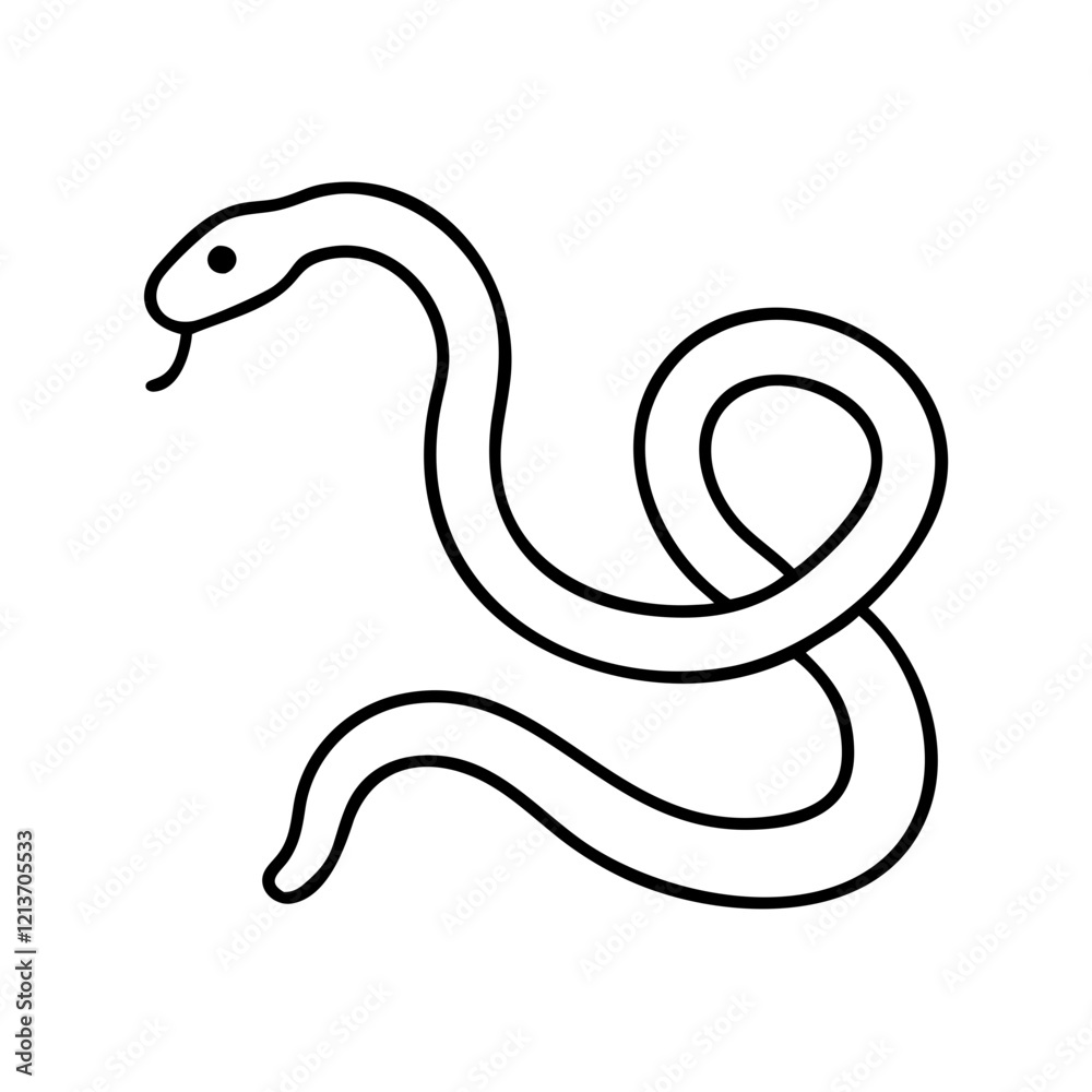 Naklejka premium Minimal snake icon in black and white