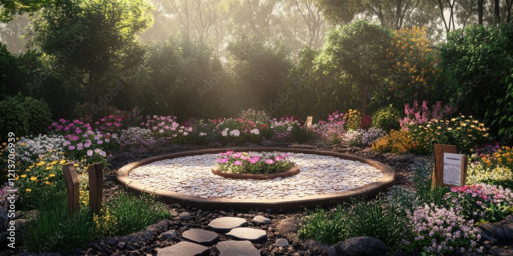 Blooming Primrose Botanical Garden Display Blooming Primrose Botanical Garden Display