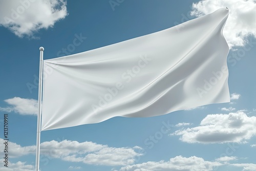Sharp Image of Blank White Banner Flag 3D Rendering