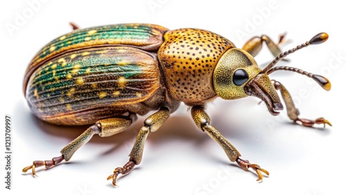 Vintage Photo: Sluggish Weevil Cleonus piger Dorsal View, Insect Macro Photography, White Background