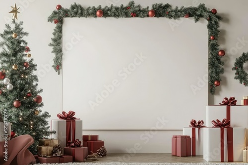 High Resolution Picture of Christmas Scene Text Mockup photo