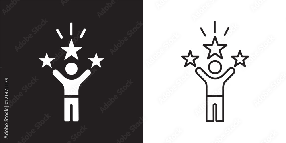 Success solid and thin line web icon Vector illustration set Success solid and thin line web icon Vector illustration set