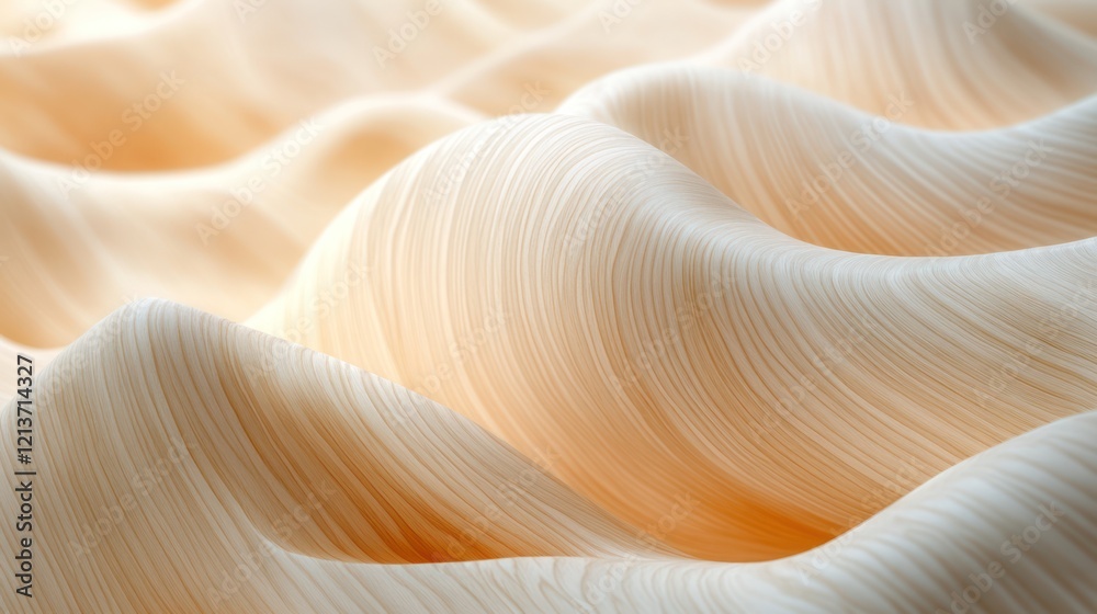 intricately layered wooden waves, undulating gracefully in a soothing beige color scheme intricately layered wooden waves, undulating gracefully in a soothing beige color scheme