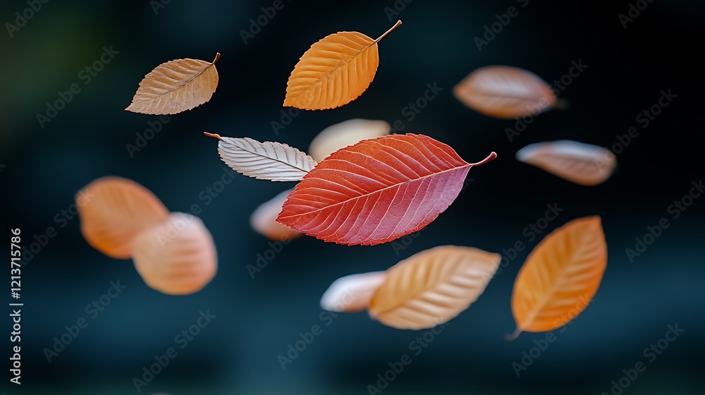 Autumn Leaves Falling Gracefully Through Air Autumn Leaves Falling Gracefully Through Air