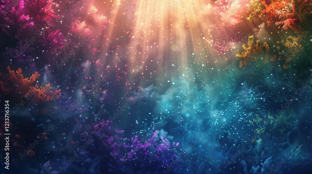 Naklejka premium Mystical Abstract Background Illustration with Colorful Underwater Lights