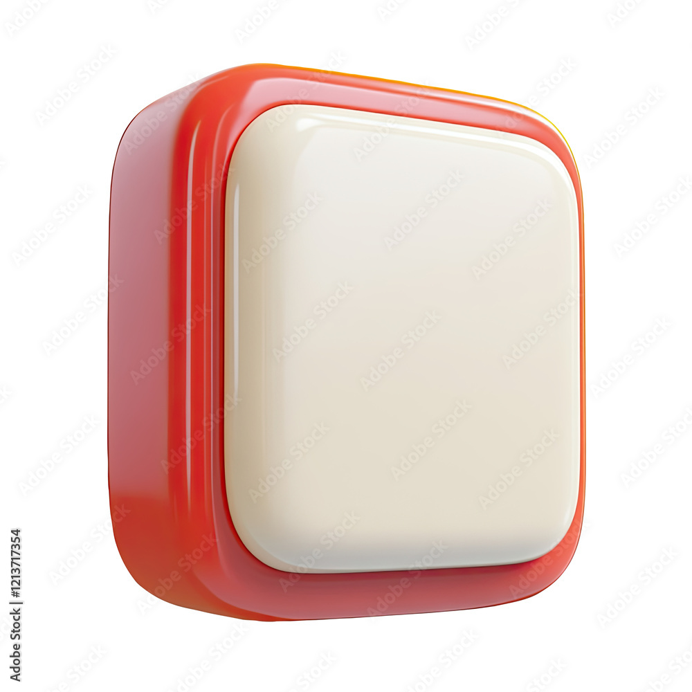 Red button, blank space, app icon, white background, interface Red button, blank space, app icon, white background, interface