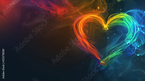 Vibrant Abstract Illustration of Pulsating Rainbow Heart Design