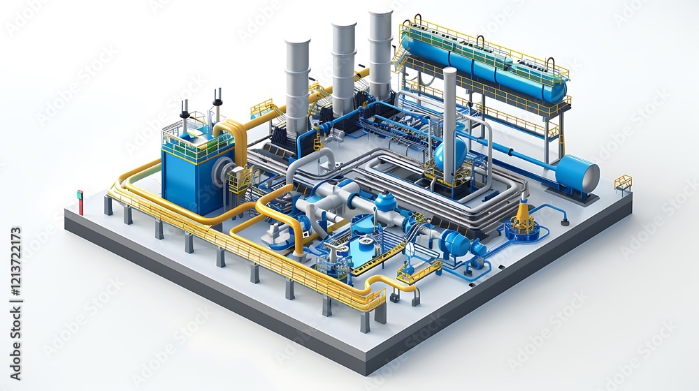 A detailed illustration of a geothermal energy plant, simplified and displayed on a plain white background for clean energy education. 8k UHD, suitable for high-quality printing or digital display. A detailed illustration of a geothermal energy plant, simplified and displayed on a plain white background for clean energy education. 8k UHD, suitable for high-quality printing or digital display.