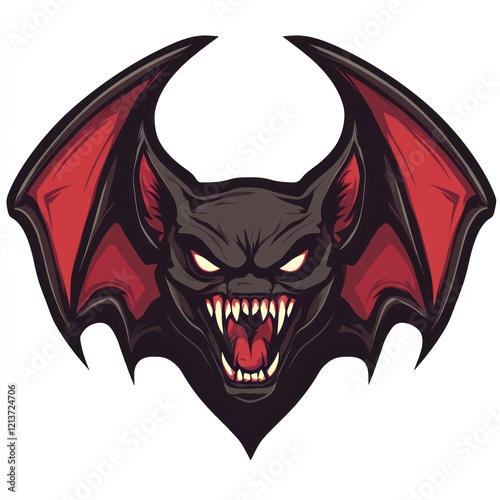 Angry bat graphic design, fierce animal illustration, backgroundless, possible use for merchandise photo