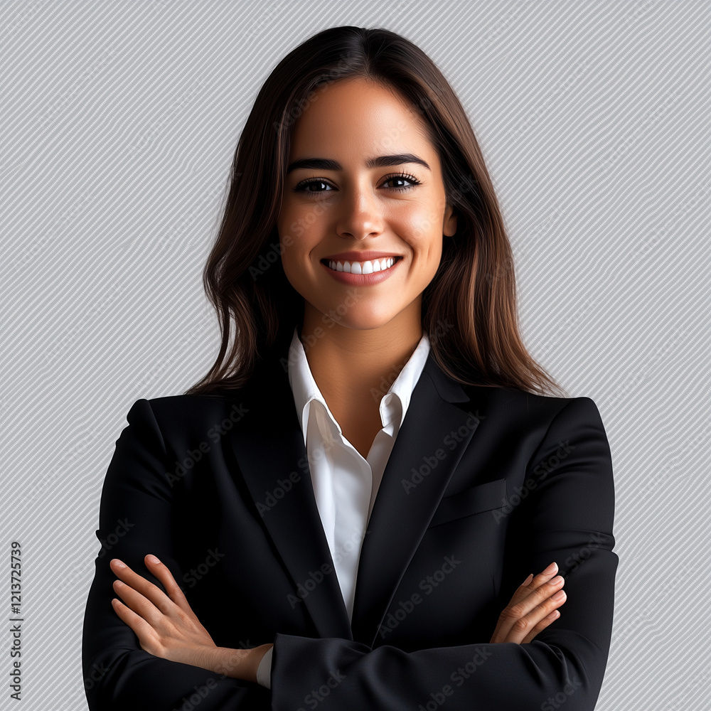 Professional corporate woman smiling confidently, isolated studio portrait with a clean white background
Professional corporate woman smiling confidently, isolated studio portrait with a clean white background