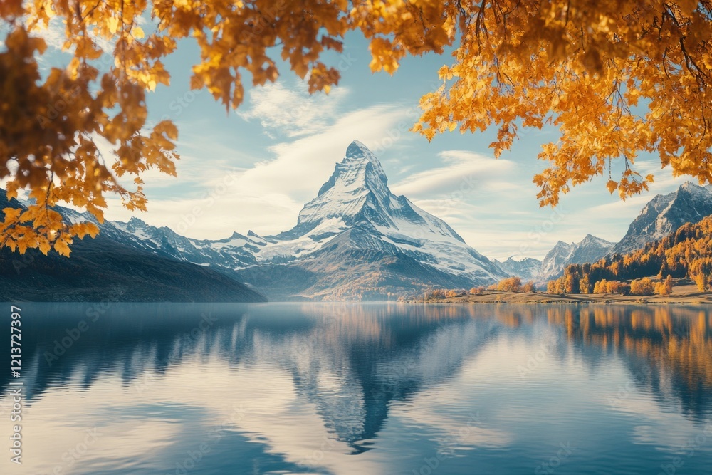 Fototapeta premium Mountain landscape with lake