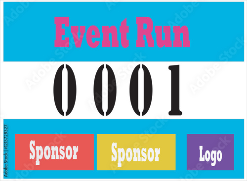 Blue colored marathon number bib isolated on white