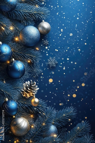 Wallpaper Mural Christmas Tree with Blue and Silver Ornaments Torontodigital.ca