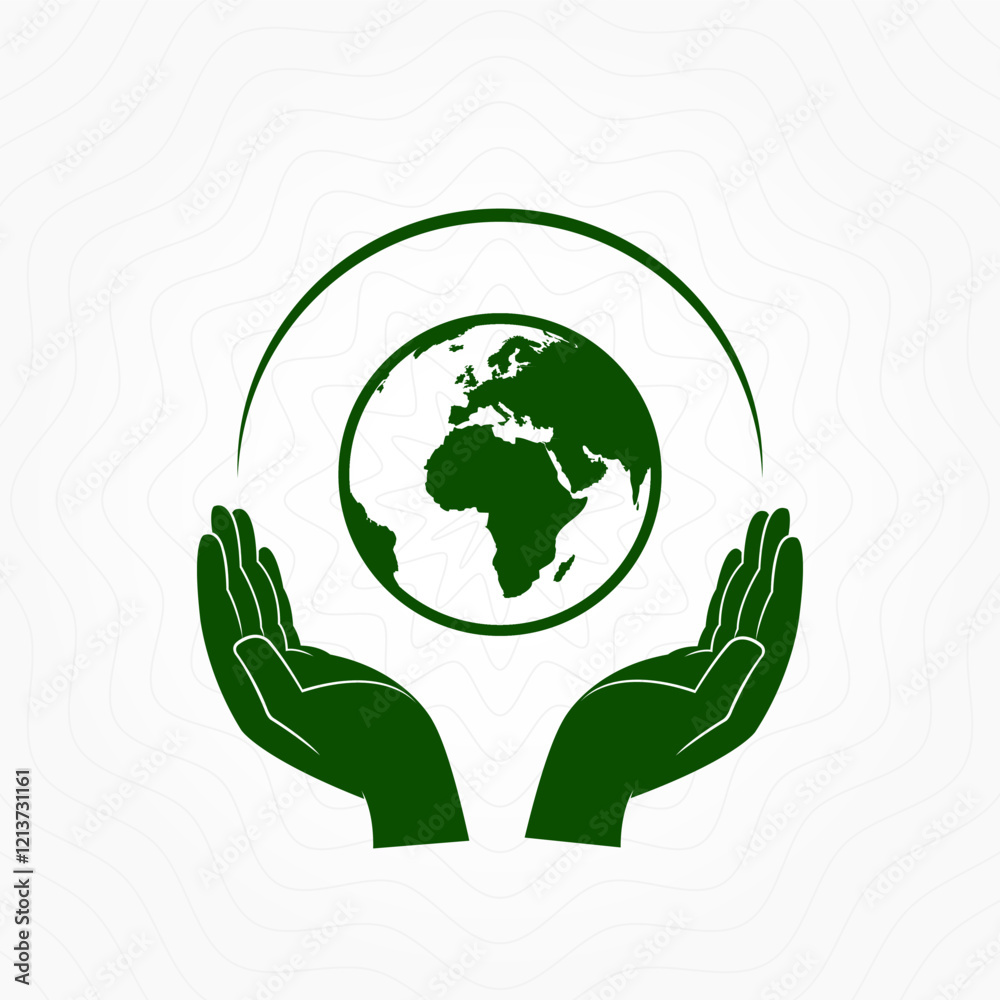 Hands up green world care logo design template Hands up green world care logo design template