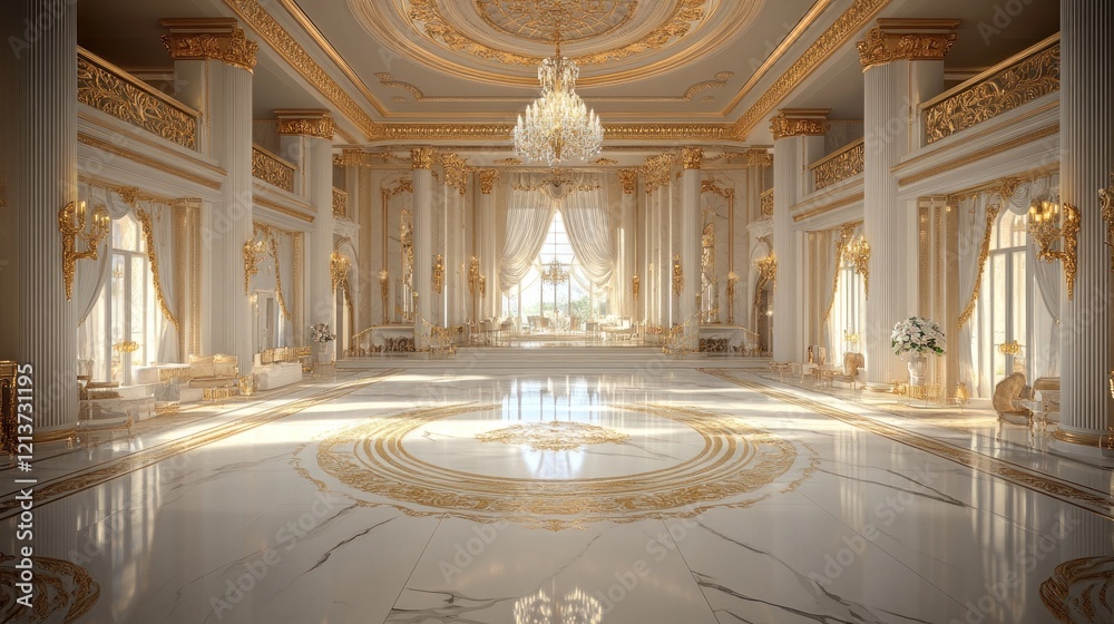 Obraz premium Opulent Grand Ballroom: A Palace of Gold and Marble
