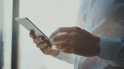 business growth. Businessman using tablet analyzing sales data and economic growth graph chart. Business strategy, financial and banking. Digital marketing., Generative AI
