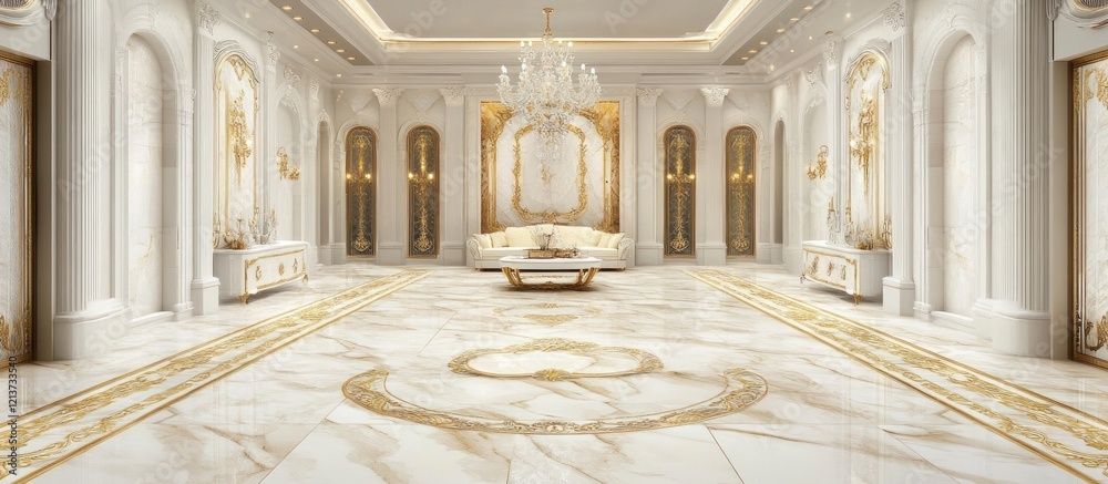 Obraz premium Opulent Palace Interior: A Luxurious Marble Hallway Design