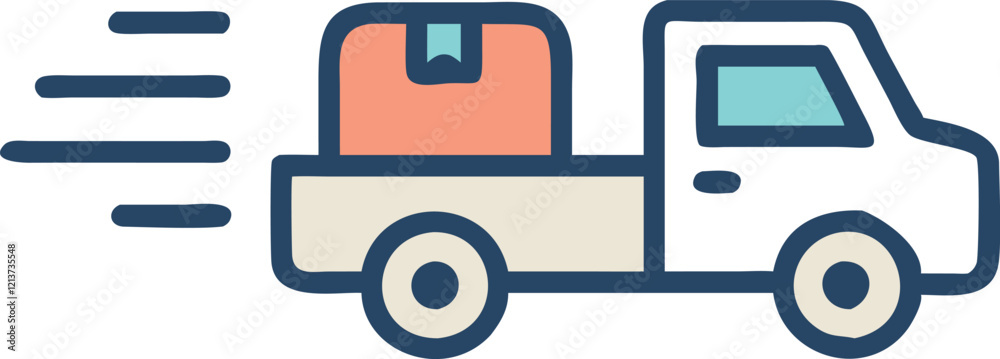 Fast Package Delivery Pickup Truck Icon - Reliable Shipping Service
