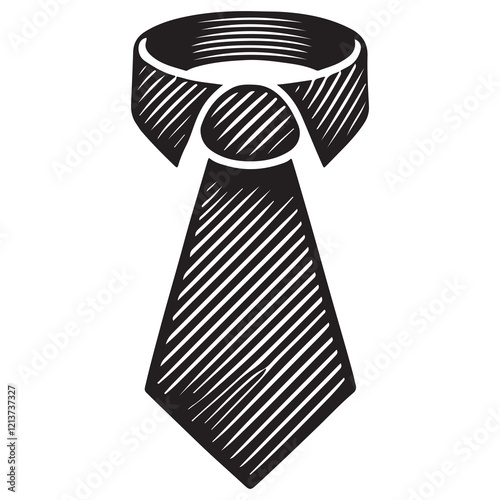 Tie Silhouette Vector Illustration, Solid White Background.